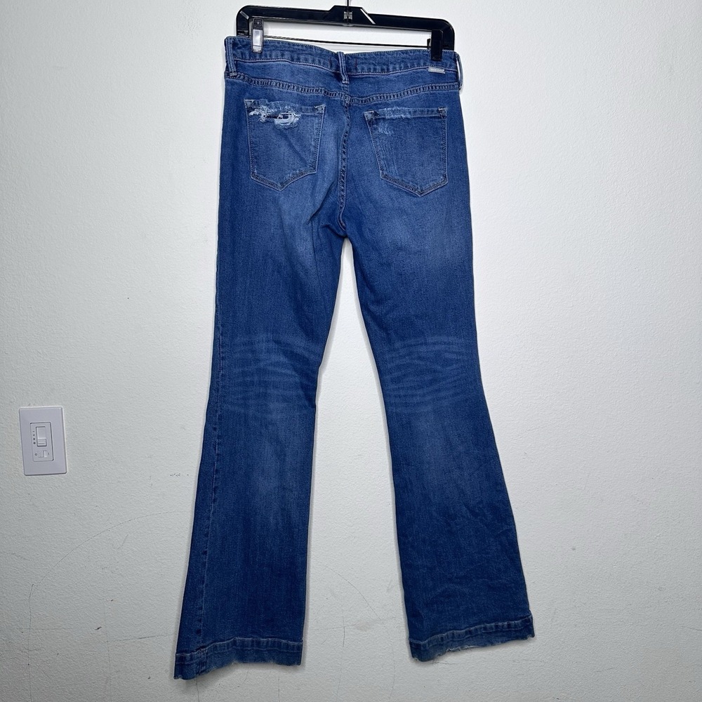 Dear John Rosie Flare Jeans Women's Size 30 Medium Wash Distressed Stretch Denim - Picture 2 of 13